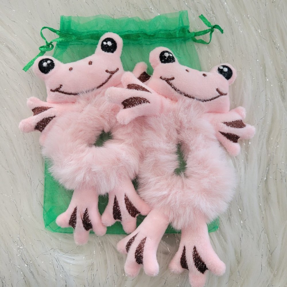 Set of 2 Plush Frog Scrunchies